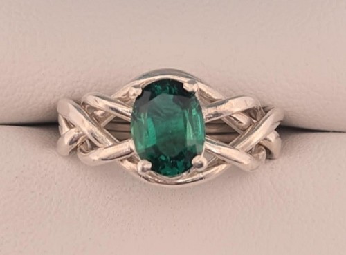 4SE Synthetic Emerald Ladies Ring