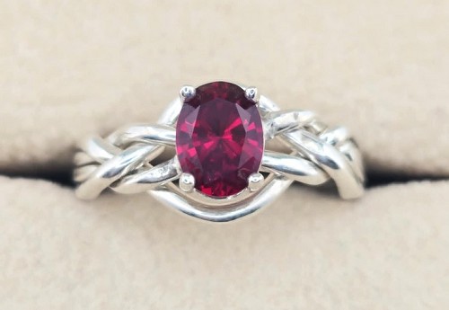 4SR Synthetic Ruby Ladies Ring