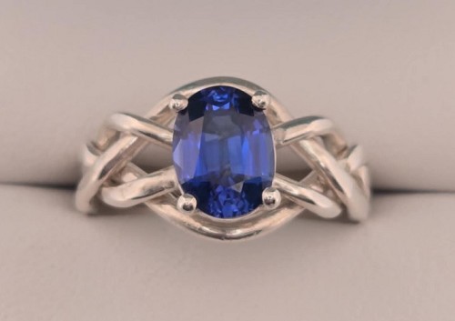 4SS Synthetic Sapphire Ladies Ring