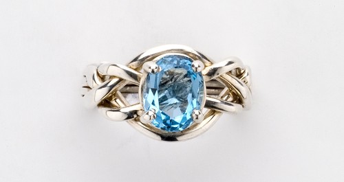4BT Blue Topaz Ladies Puzzle Ring
