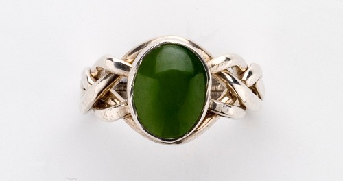 4NJ Nephrite Jade Ladies Puzzle Ring