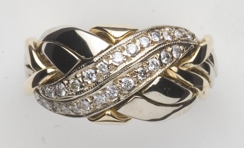 6BWN-WB Diamond .25ct Mens Puzzle Ring