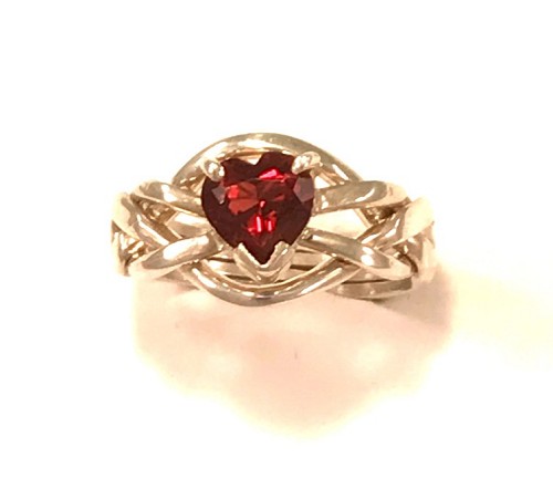 4 Garnet Heart Ladies Ring
