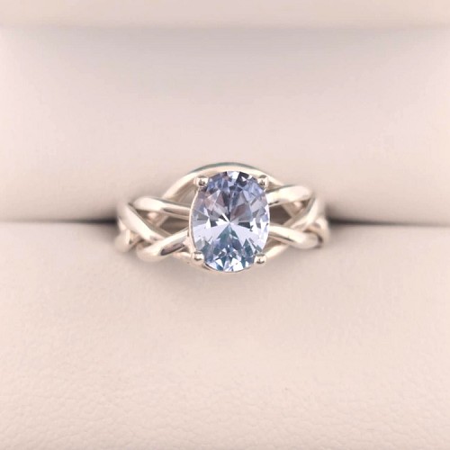 4Aqua Synthetic Aquamarine Ladies Puzzle Ring